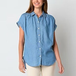 a.n.a Women’s Short Sleeve Camp Shirt